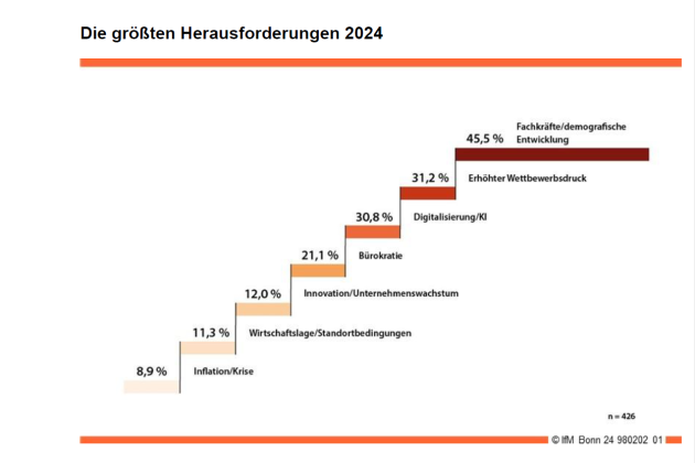 Das sind die größten Herausforderungen für Unternehmen - Größte Herausforderung für Unternehmen 2025 - Quelle: IfM Bonn